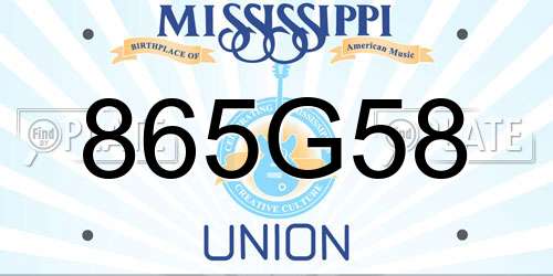 865G58 Mississippi License Plate