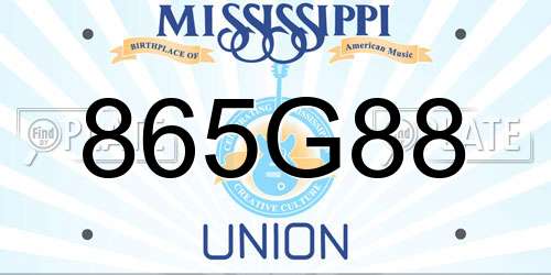 865G88 Mississippi License Plate