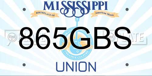 865GBS Mississippi License Plate