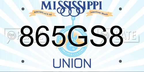 865GS8 Mississippi License Plate