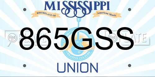 865GSS Mississippi License Plate