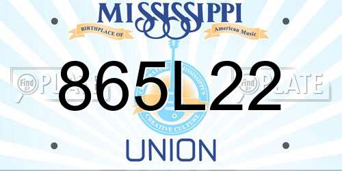 865L22 Mississippi License Plate