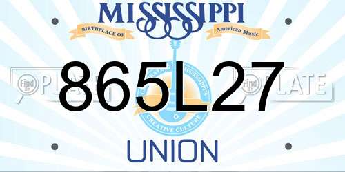 865L27 Mississippi License Plate
