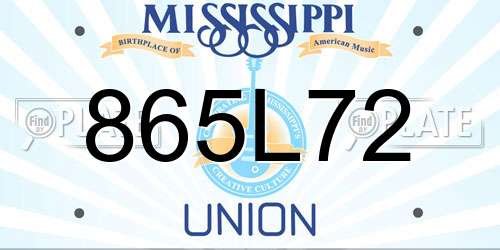 865L72 Mississippi License Plate