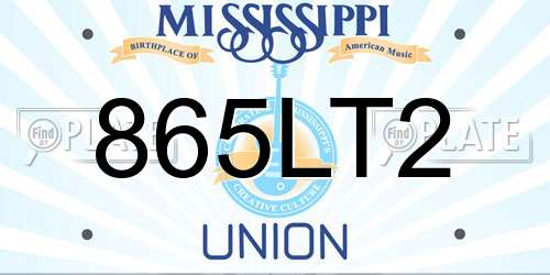 865LT2 Mississippi License Plate