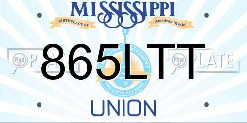 865LTT Mississippi License Plate