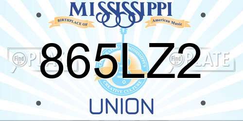 865LZ2 Mississippi License Plate