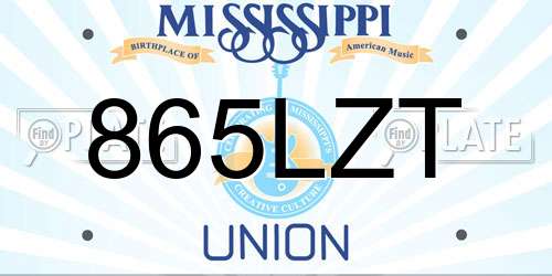 865LZT Mississippi License Plate