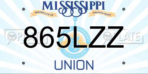 865LZZ Mississippi License Plate