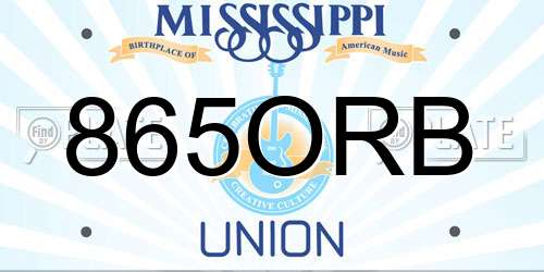 865ORB Mississippi License Plate