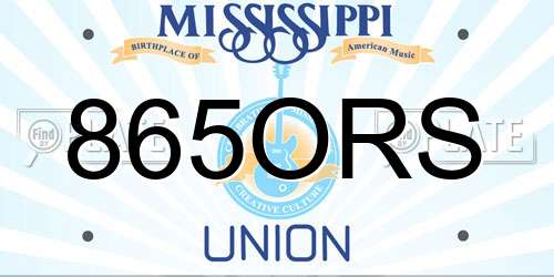 865ORS Mississippi License Plate