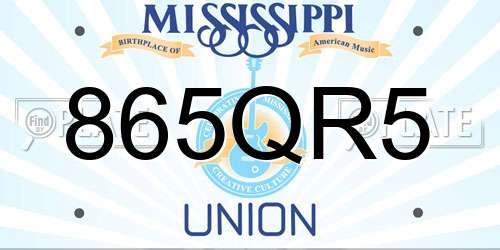 865QR5 Mississippi License Plate