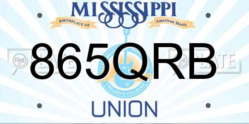 865QRB Mississippi License Plate