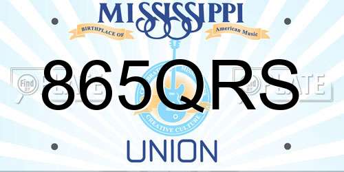 865QRS Mississippi License Plate