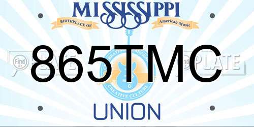 865TMC Mississippi License Plate