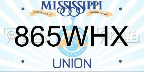 865WHX Mississippi License Plate
