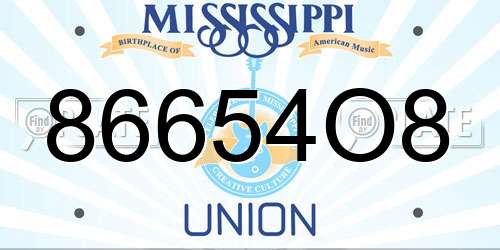 86654O8 Mississippi License Plate