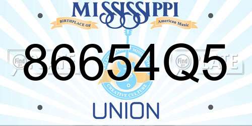86654Q5 Mississippi License Plate