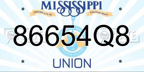86654Q8 Mississippi License Plate