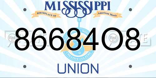 86684O8 Mississippi License Plate