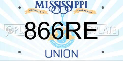 866RE Mississippi License Plate