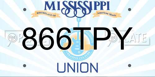 866TPY Mississippi License Plate