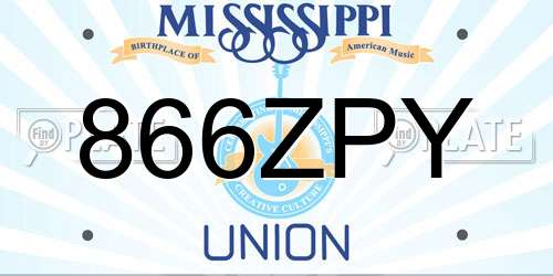 866ZPY Mississippi License Plate