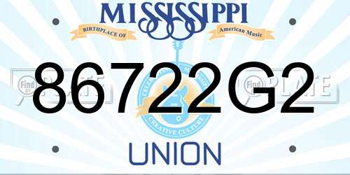 86722G2 Mississippi License Plate