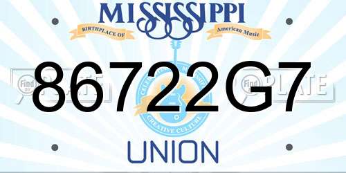 86722G7 Mississippi License Plate