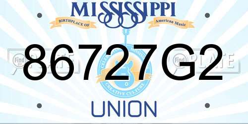 86727G2 Mississippi License Plate
