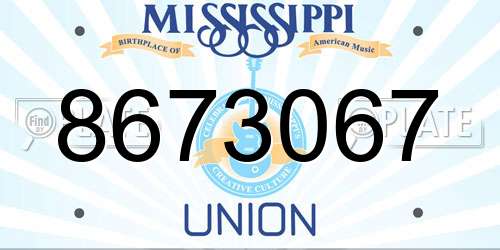 8673067 Mississippi License Plate