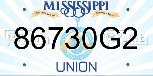86730G2 Mississippi License Plate