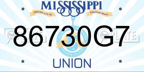 86730G7 Mississippi License Plate