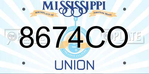 8674CO Mississippi License Plate