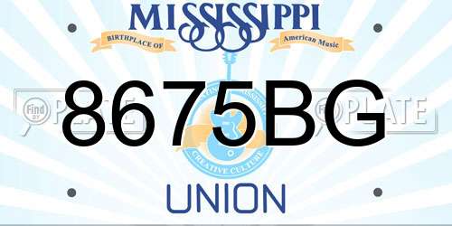 8675BG Mississippi License Plate
