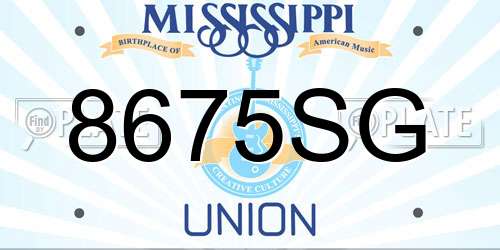 8675SG Mississippi License Plate