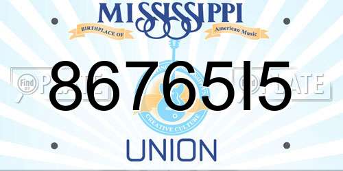 86765I5 Mississippi License Plate