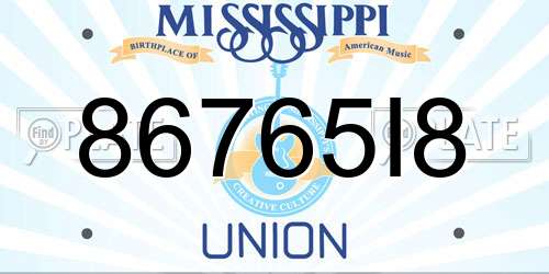86765I8 Mississippi License Plate