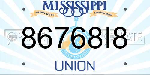 86768I8 Mississippi License Plate