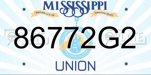 86772G2 Mississippi License Plate