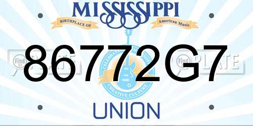 86772G7 Mississippi License Plate