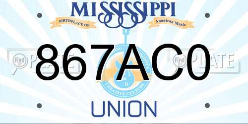 867AC0 Mississippi License Plate