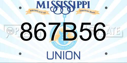 867B56 Mississippi License Plate