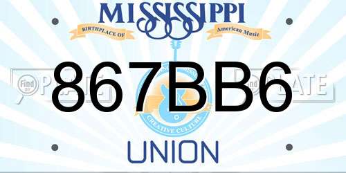 867BB6 Mississippi License Plate