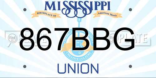 867BBG Mississippi License Plate