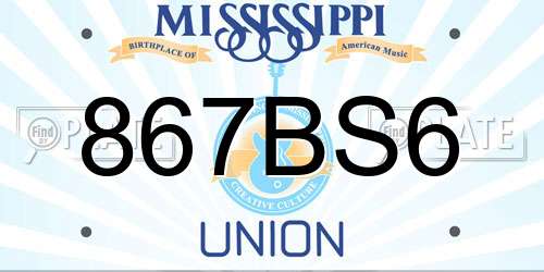 867BS6 Mississippi License Plate
