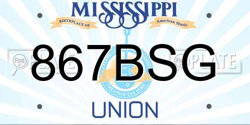 867BSG Mississippi License Plate