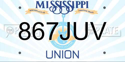 867JUV Mississippi License Plate
