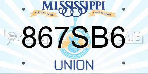 867SB6 Mississippi License Plate