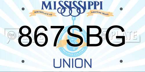 867SBG Mississippi License Plate